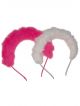 Cute Furry hairband Pack of 2 (white and Dark pink)