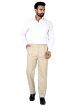 Color Plus comfort fit pleated striped trousers for men cream