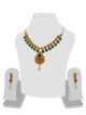 Beautiful golden  Green beaded necklace with earrings