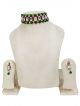 Beautiful Stone studded green beads choker set with earrings