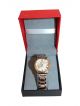 Analog round Dial case with Copper and silver color chain watch for Women