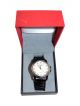 Watch for men with black stainless steel chain and white dial case