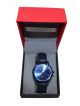 Analog Blue Dial case Blue strap watch for men