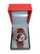 Analog copper color Dial case Brown strap watch for men