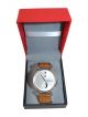 Watch for men with silver dial case and brown strap