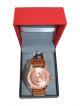 Analog Rose gold color Dial case brown color strap watch for men
