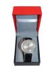 Analog Silver Dial case and black color wrist strap watch for men