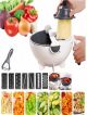  9 in 1 Multifunction Magic Rotate Vegetable Cutter with Drain Basket and peeler