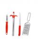 Kitchen knife  4 IN 1 COMBO SET - GAS LIGHTER WITH PEELER, KNIFE & GRATER  RED