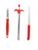 Combo 3 in 1 Kitchen Knife Set - Gas Lighter , Peeler and knife (Red)