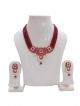 Beautiful Stone studded maroon beads  Necklace set with earrings
