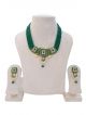 Beautiful Stone studded Green beads  Necklace set with earrings