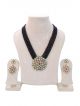 Beautiful Stone studded Black beads kundan style Necklace with earrings