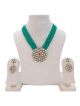 Beautiful Stone studded Green beads kundan style Necklace with earrings