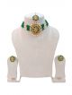 Beautiful Stone studded choker set with earrings and maang tika (Green)