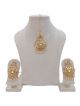 Stone studded big earrings with maang tika (Golden)