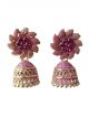 stone studded pink and golden jhumka