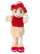 Soft stuffed fur doll red and beige color.