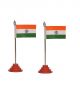 Indian (National) Flag Single Stand Flag for car Dashboard Office Table Study Table-(Pack of 2)