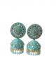 Green and  golden color stone studded Big size jhumki