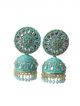 Green and  golden color stone studded Big size jhumki