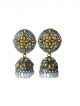 yellow and silver color stone studded Big size jhumki