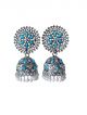 Blue and silver color stone studded Big size jhumki