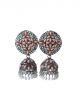 Peach and silver color stone studded Big size jhumki