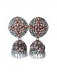 Peach and silver color stone studded Big size jhumki