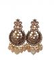 Peach and golden color Stone studded  party wear earrings 