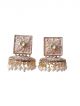 Peach and golden color Stone studded  party wear earrings 