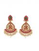  Pink Stone Studded Beads Hanging Temple Ethnic Earrings