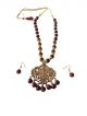Traditional temple maroon and golden color necklace