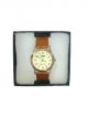 HMT Brown color strap with golden color dial case watch, for women