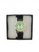 HMT Black color strap with neon green color dial case watch, for women