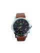 Quartz wrist watch with brown strap and black dial case for men