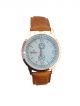 Brown strap with cream color dial case analog  wrist watch for men