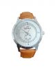 Brown strap with cream color dial case analog  wrist watch for men