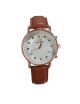 Brown strap with cream color dial case analog  wrist watch for men