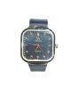Analog Wrist Watch with Silicon Blue Strap and Blue color square dial case , for Men