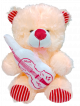Beige color cute teddy bear with guitar 