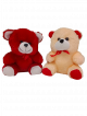 set of 2 cute soft teddy bears red and beige