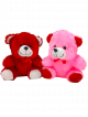 Set of 2 cute soft teddy bears red and pink