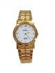 Golden color chain and White round dial case wrist watch 