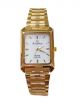 Golden color chain and white color dial case wrist watch 