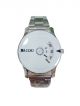 Silver color stainless steel chain and white dial case wrist watch for men