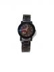 Stainless steel chain wrist watch for women with with black dial case