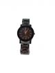 Stainless steel chain wrist watch for women with  black dial case