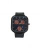 Black strap with black square dial case wrist watch