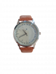 Brown strap with white dial wrist watch for men
